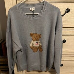 Le Lis Blue Sweater with Teddy Bear Design